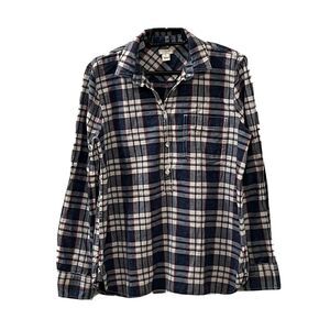 J. Crew Womens Plaid Button Collared Blue Red White Long Sleeve Shirt Sz Small